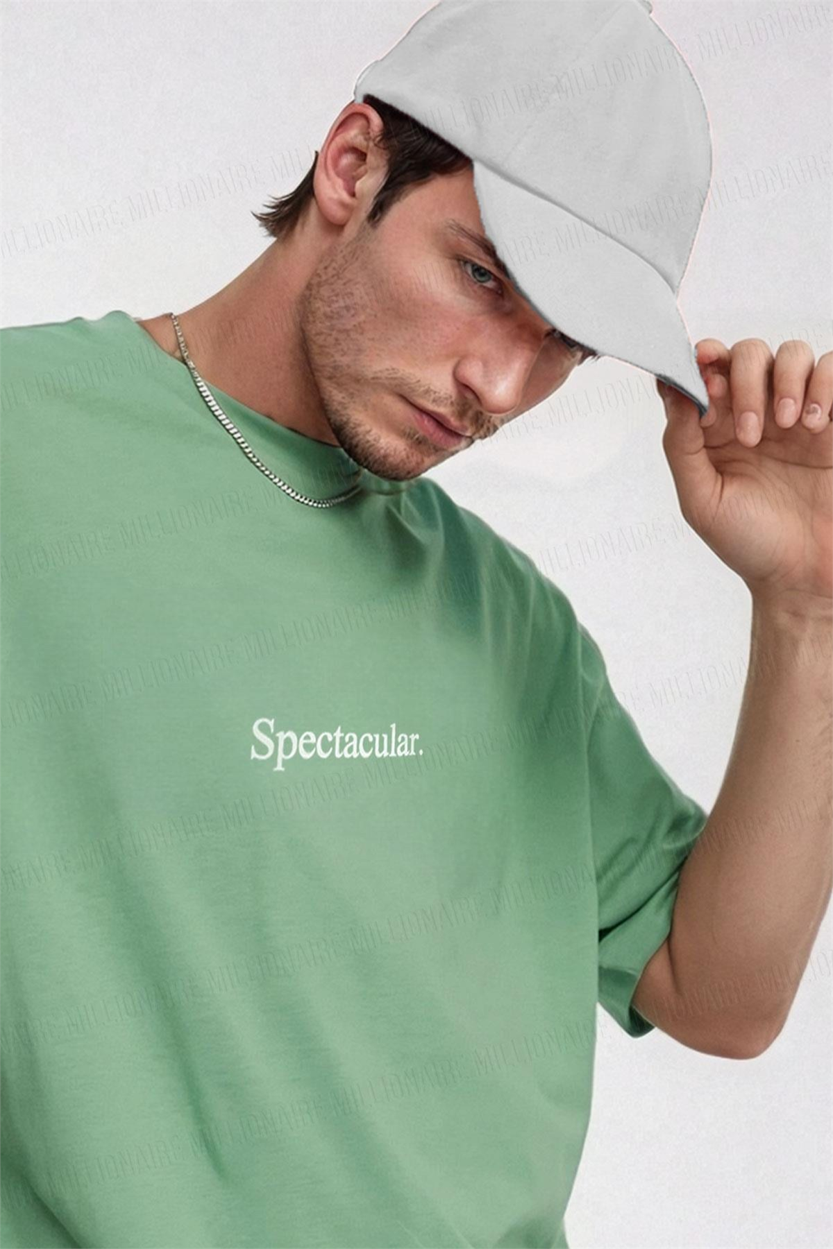 Erkek Spectacular Açık Yeşil Oversize Salas Boyfriend T-Shirt
