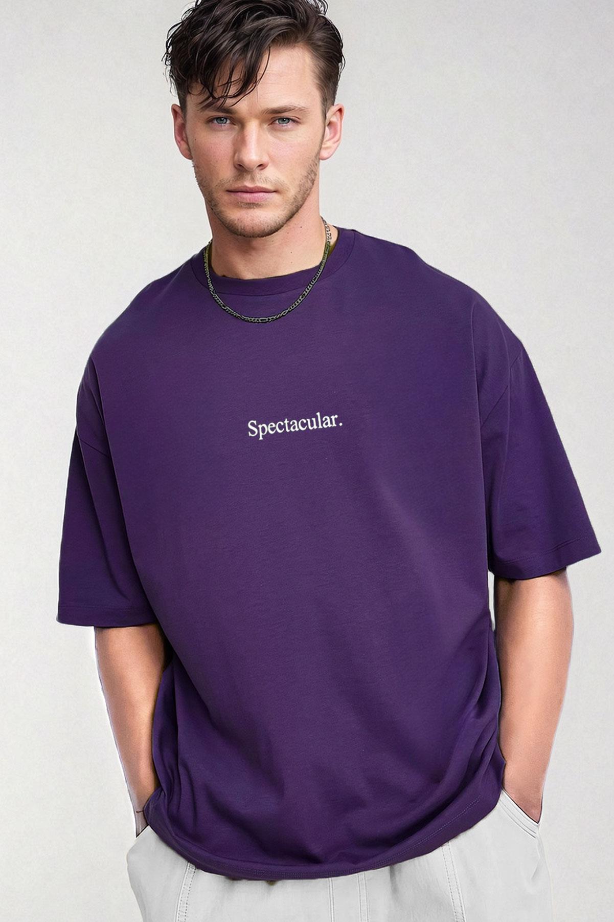 Erkek Spectacular Mor Oversize Salas T-Shirt