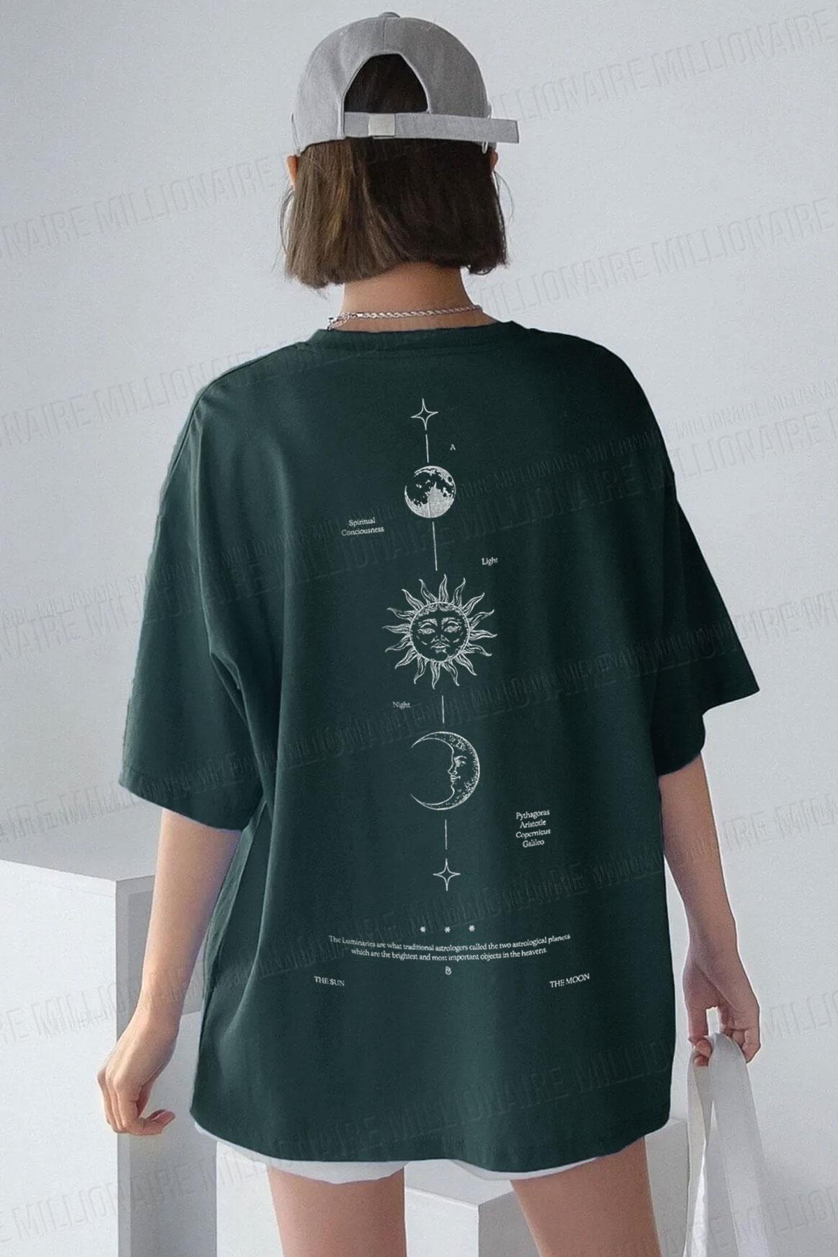 Kadın The Moon Petrol Yeşili Bisiklet Yaka Oversize Salas T-Shirt