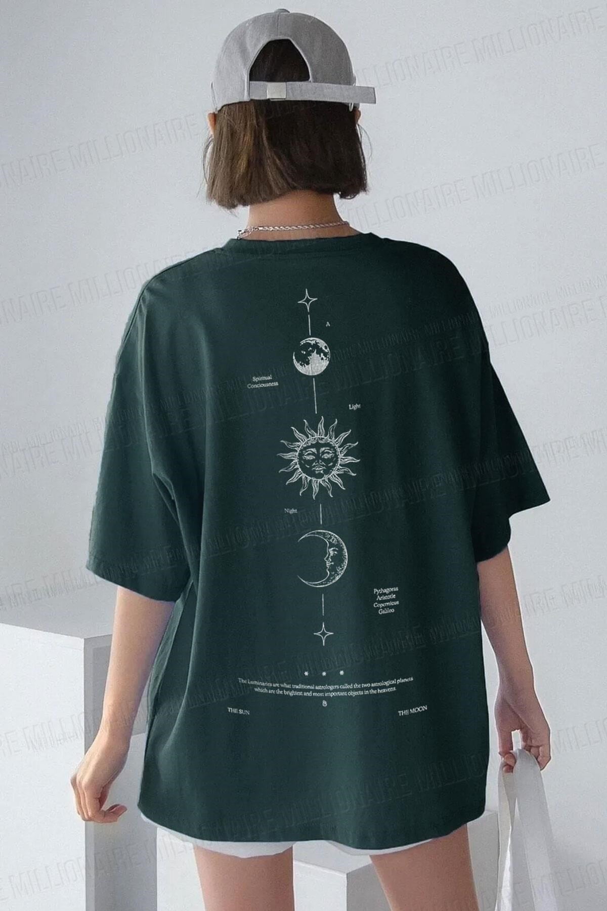 Kadın The Moon Petrol Yeşili Bisiklet Yaka Oversize Salas T-Shirt