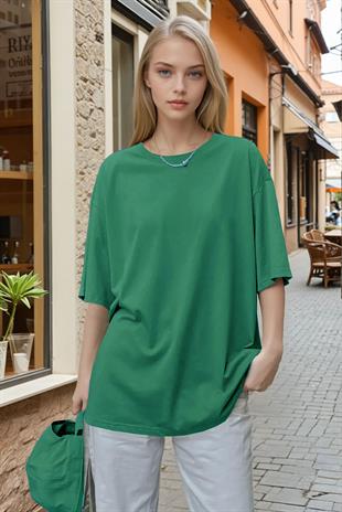 Kadın Bntn Basic Düz Baskısız Oversize Salas T-Shirt