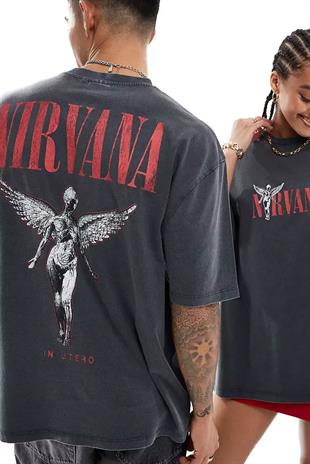 Nirvana Baskılı Oversize Salaş T-Shirt