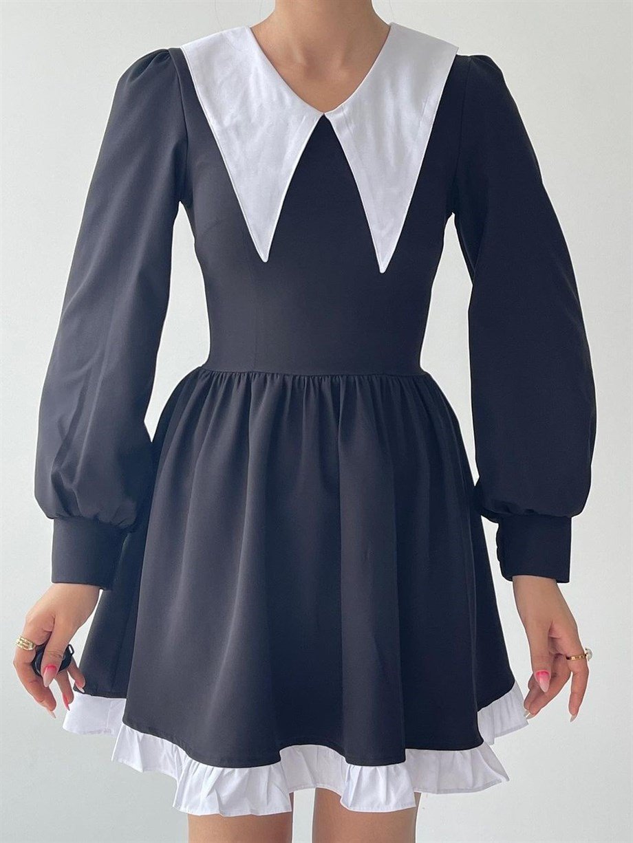 Beyaz Yakalı Modern Gothic Elbise