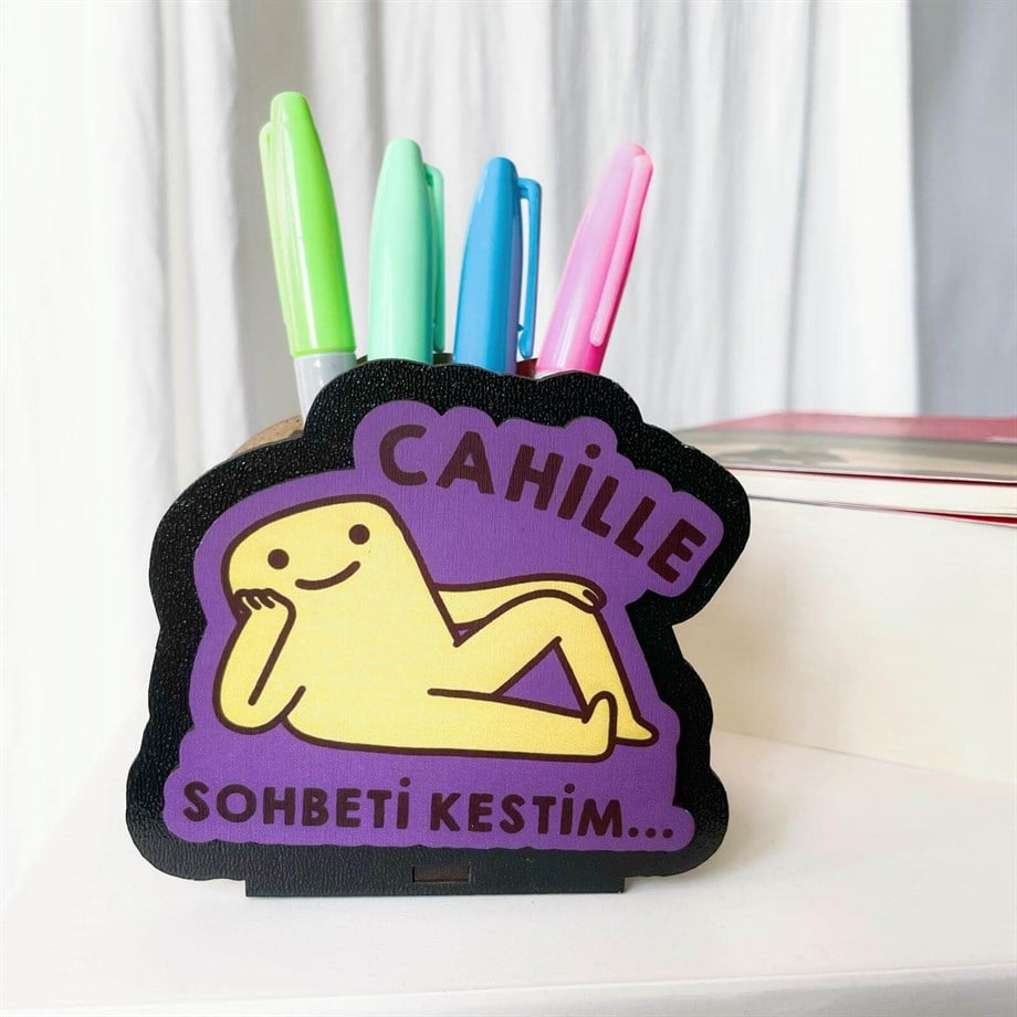 Cahille Sohbeti Kestim Ahşap Kalemlik