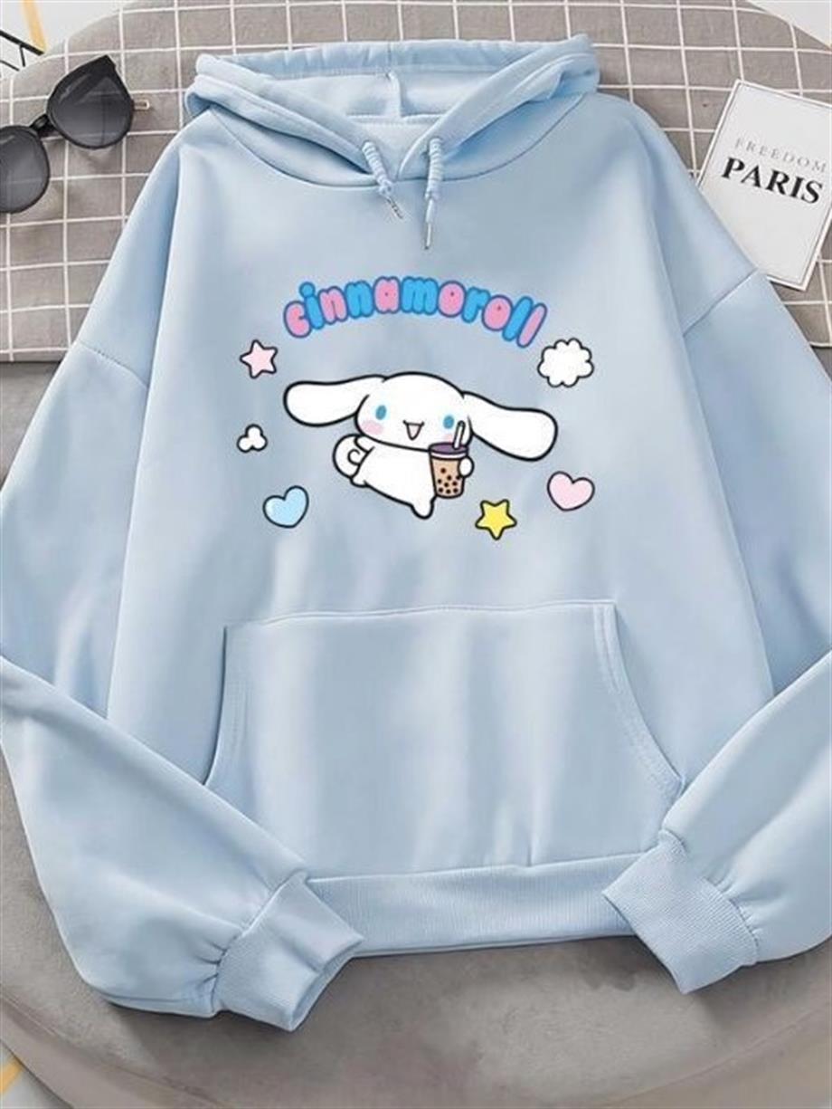Coffe Cinnamoroll Mavi (Unisex) Kalın Kumaş Kapşonlu Sweatshirt