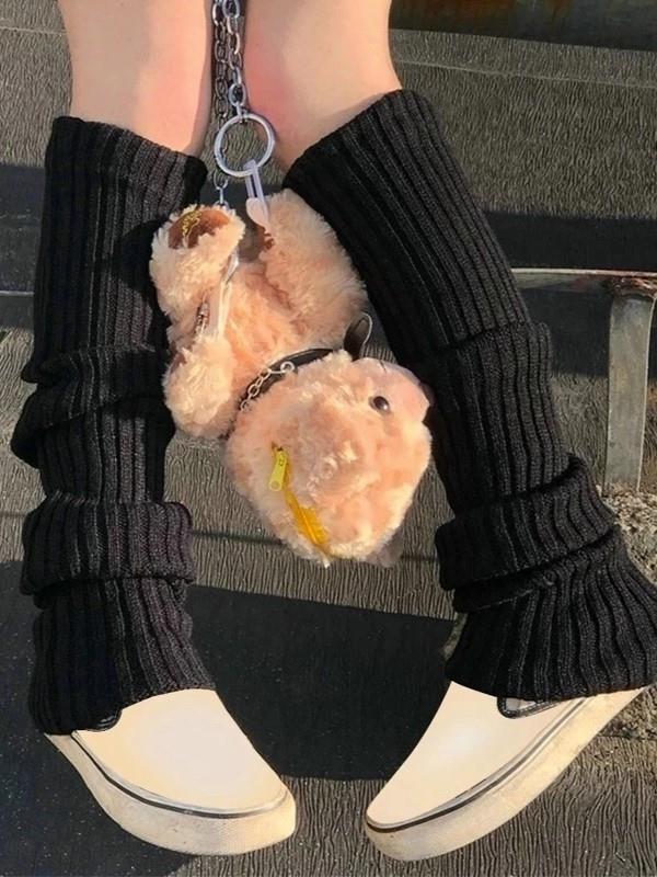 Düz Siyah Kışlık Kalın Bol Tozluk