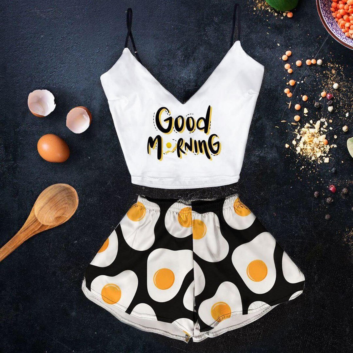 Egg Saten Pijama Takımı
