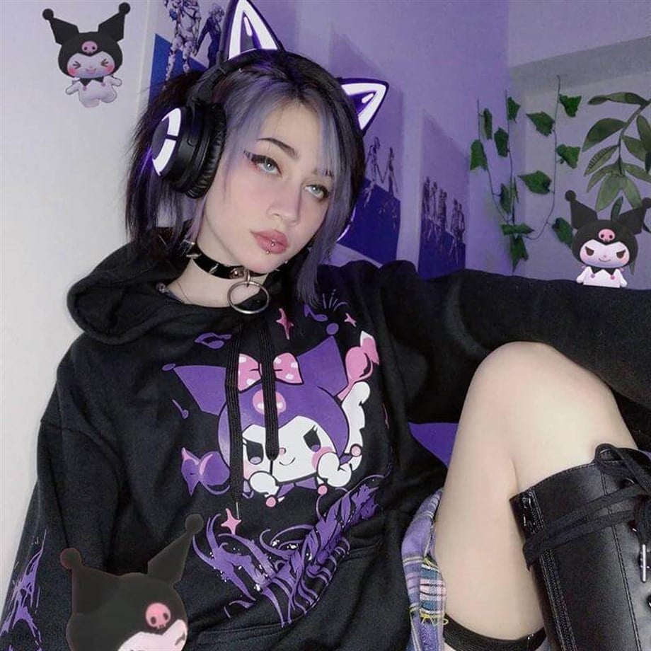 Harajuku Kuromi Kapşonlu Sweatshirt