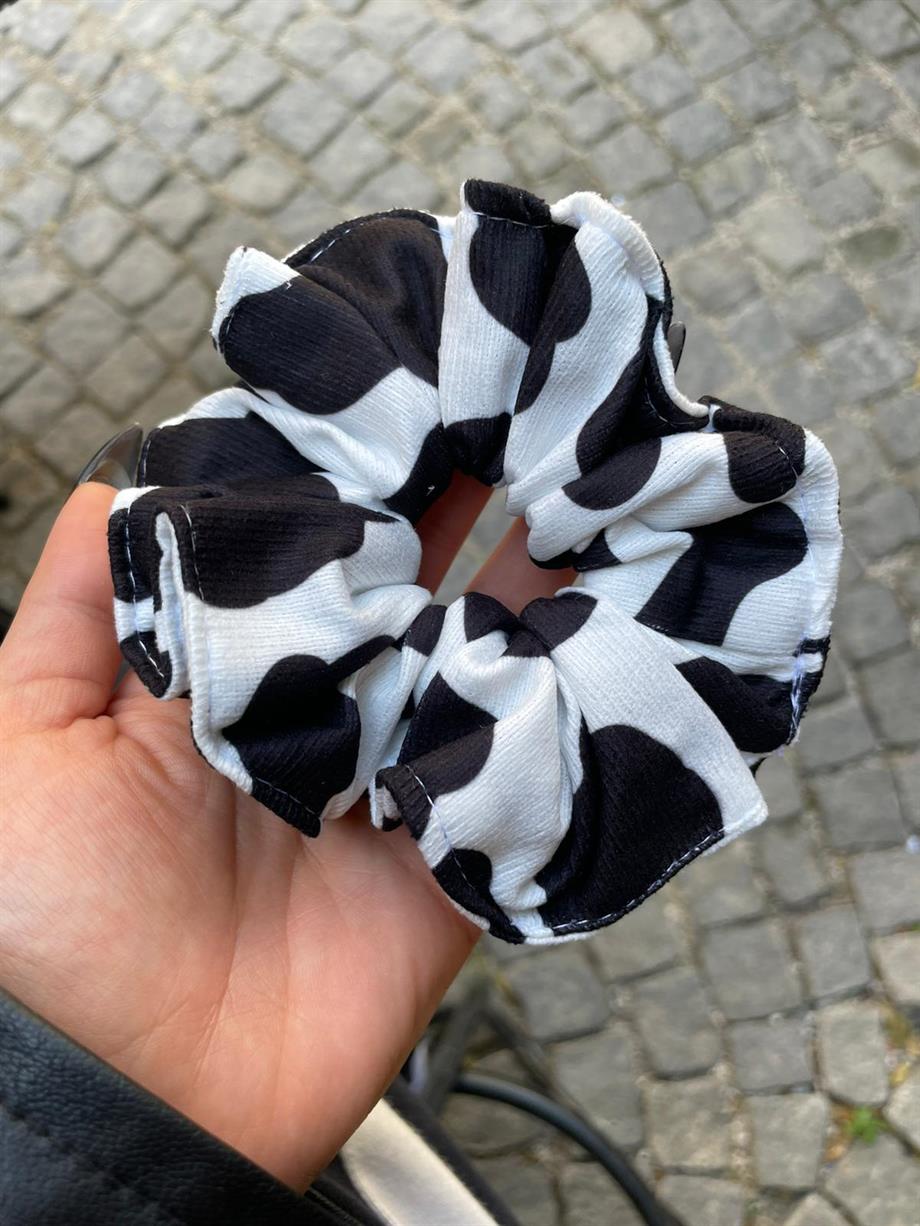 İnek Desen Scrunchie Lastik Toka