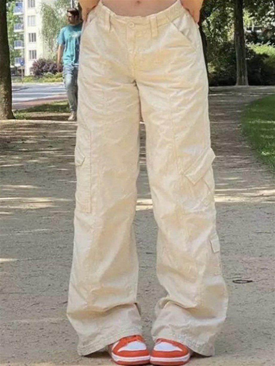 Kargo Cepli Beli Lastikli Taş Rengi Pantolon