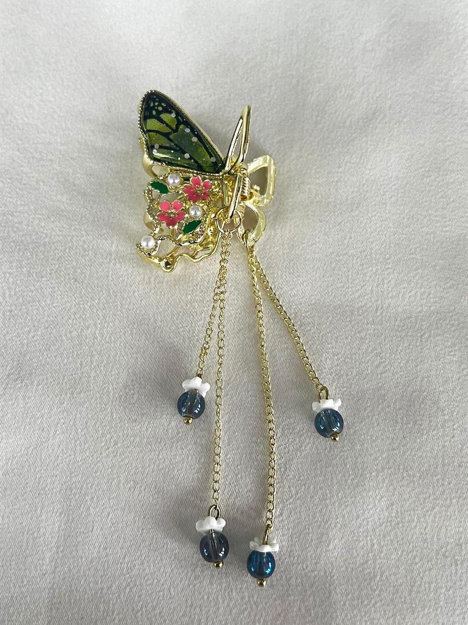 Kelebek Figürlü Gold Sallantılı Mandal Toka