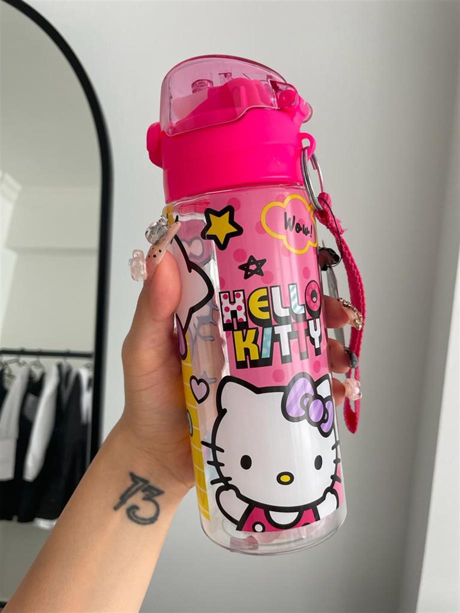 Kitty Desenli Pembe Su Matarası