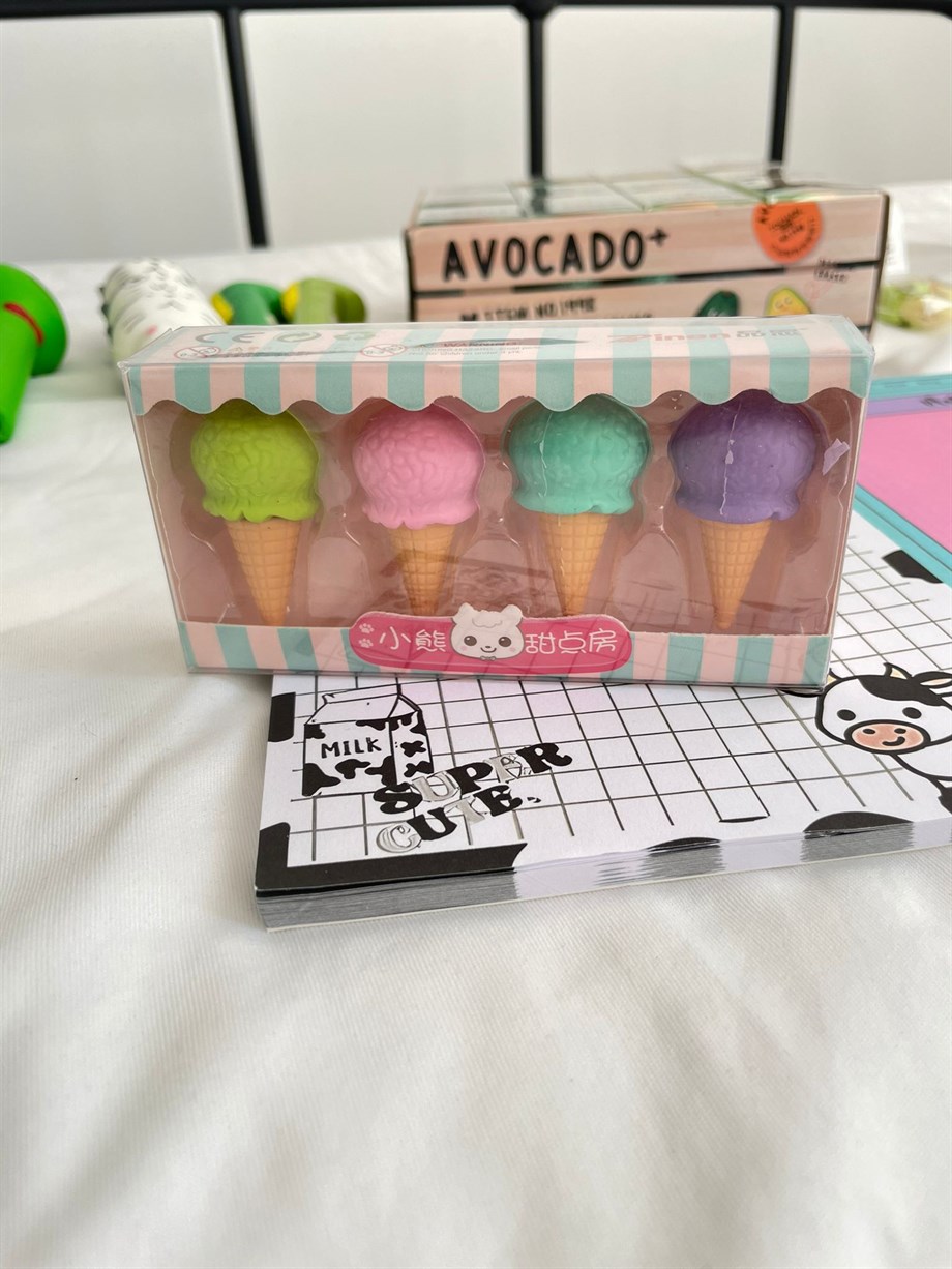 Külah Dondurma 4'lü Silgi Seti