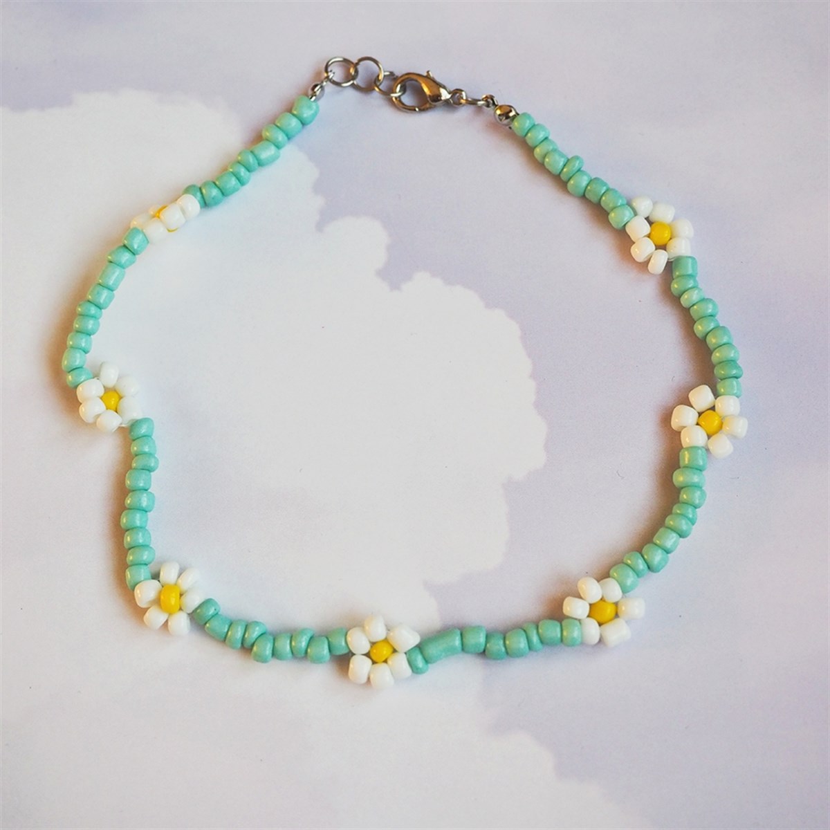 Mavi Papatya Kolye I Handmade