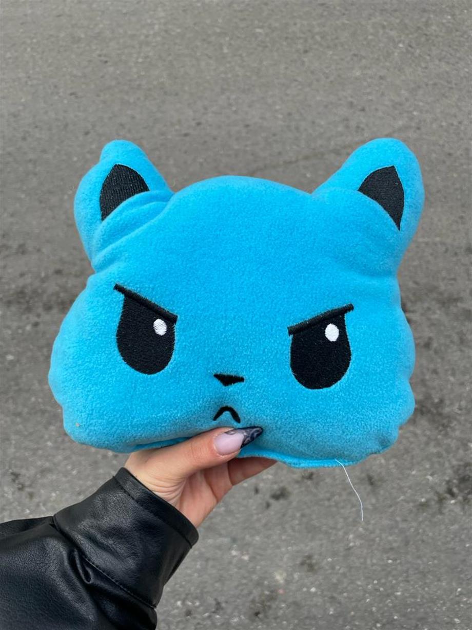 Mavi Üzgün Kedi Peluş Yastık