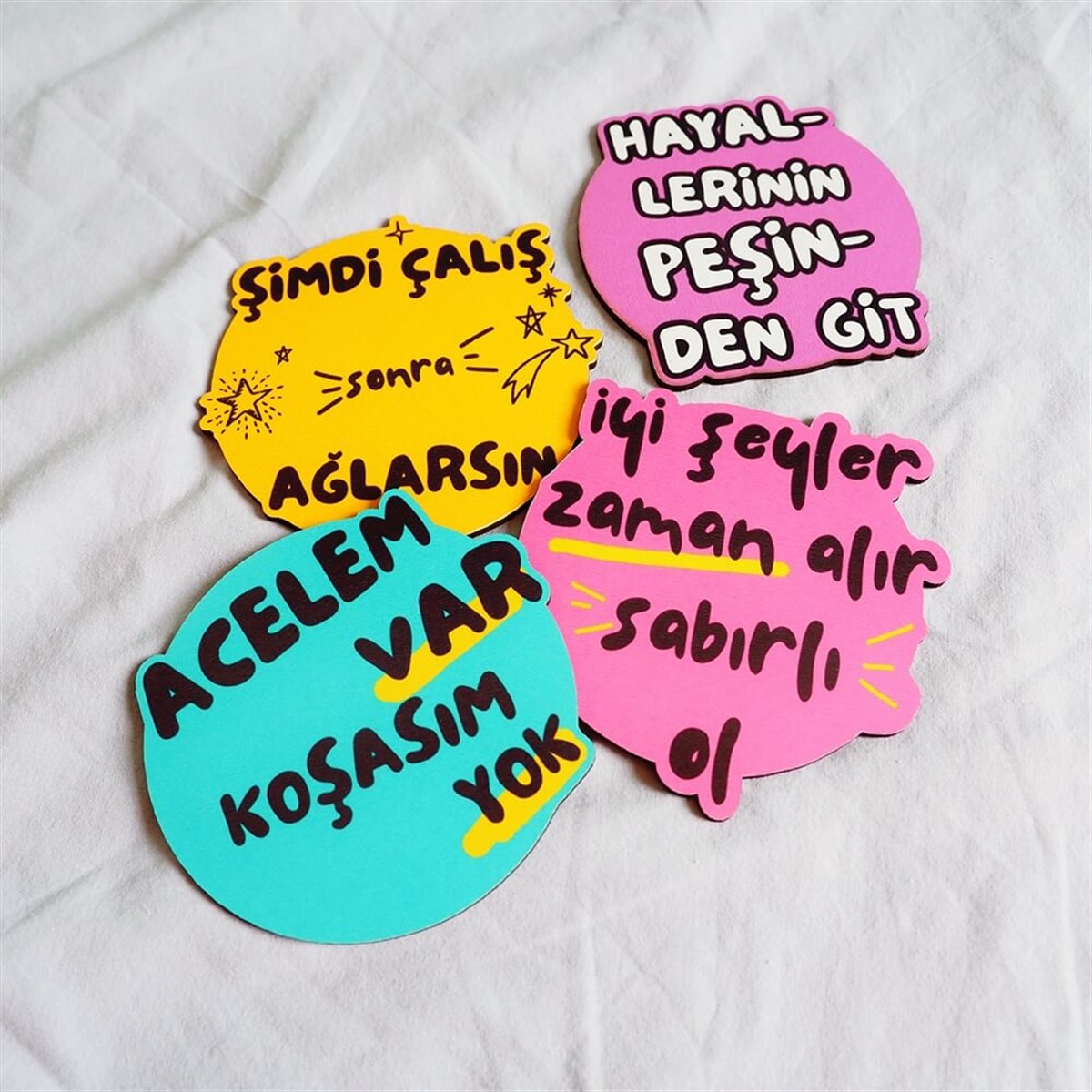 Motivasyon Motto Bardak Altlığı Seti 4'lü