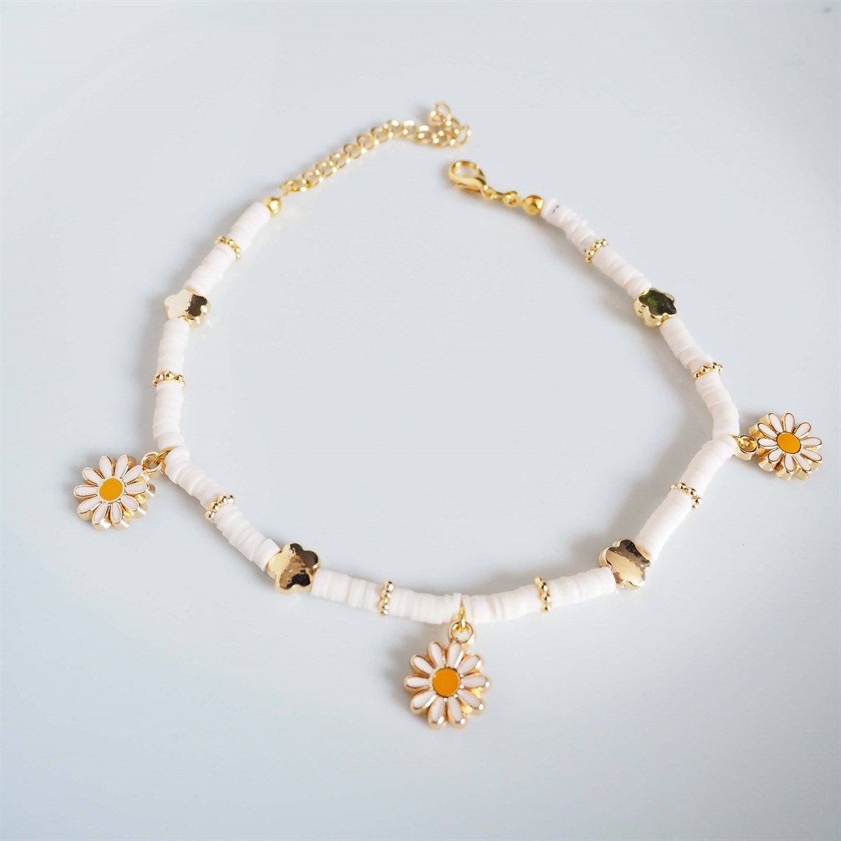 Papatyalı Fimo Boncuk Halhal I Handmade