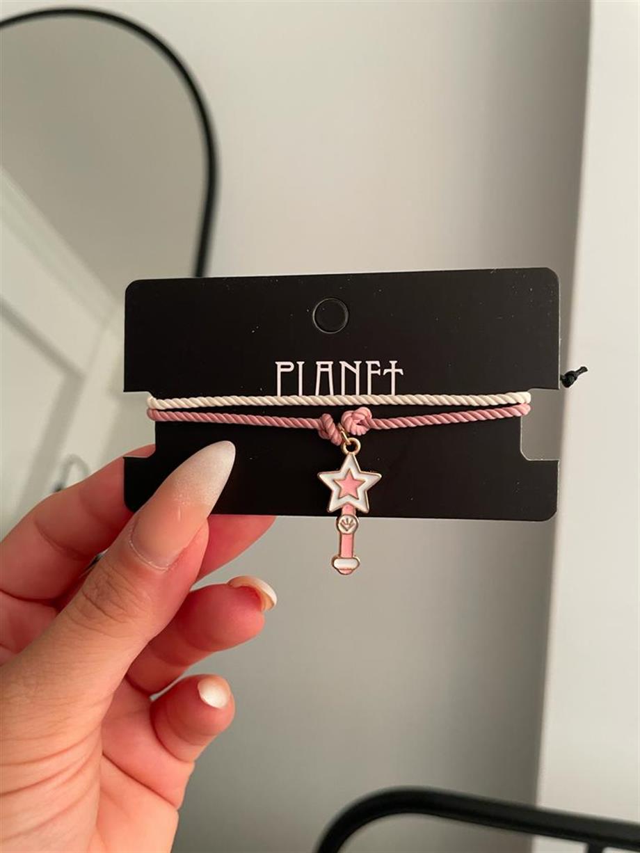 Pembe Asa İp Bileklik 