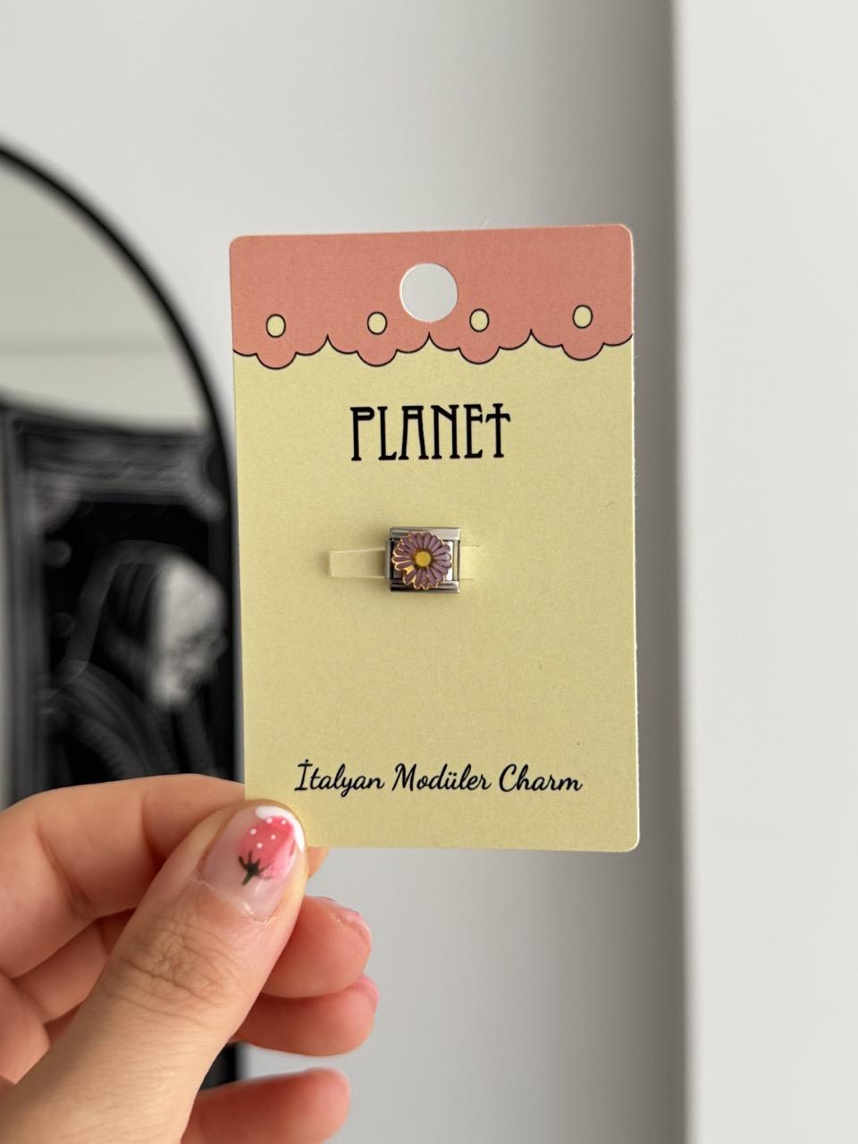 Pink Flower Kartlı İtalyan Charm