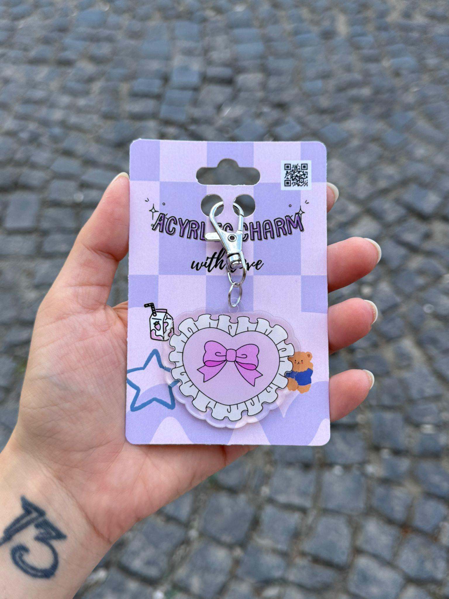 Ribbon Heart Akrilik Charm