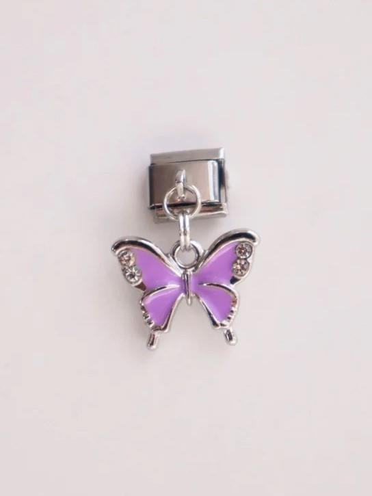 Sallantılı Taşlı Mor Kelebek İtalyan Charm