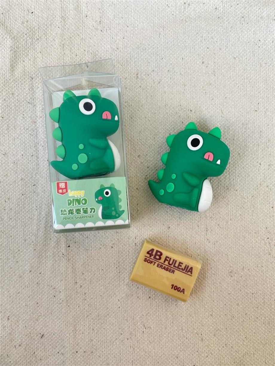 Sevimli Dinozor Silgili Kalemtıraş Yeşil