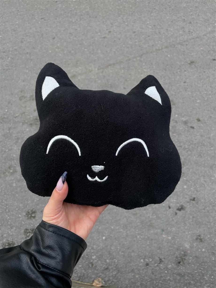 Siyah Peluş Kedi Yastık