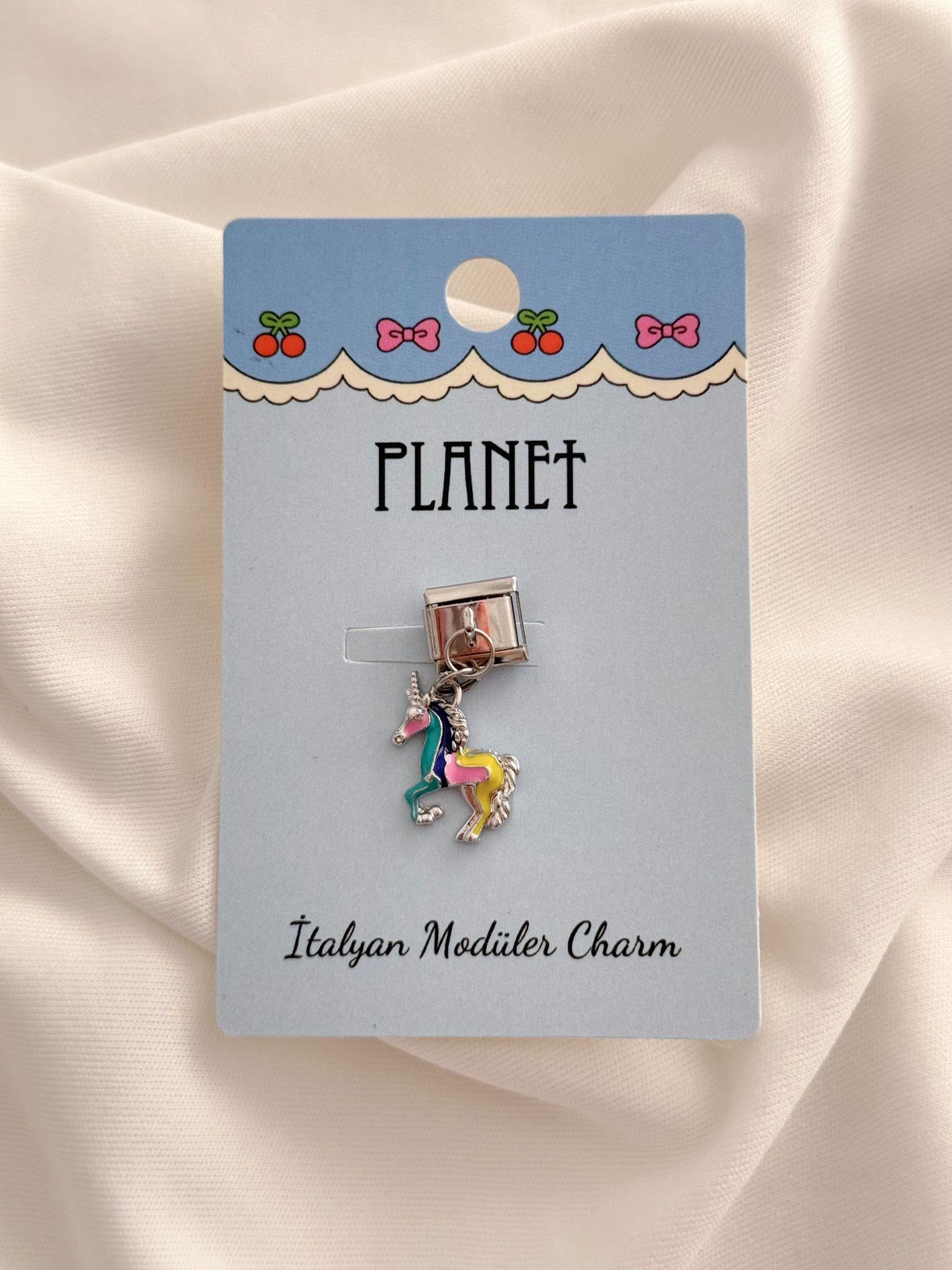 Unicorn Sallantılı Kartlı İtalyan Charm