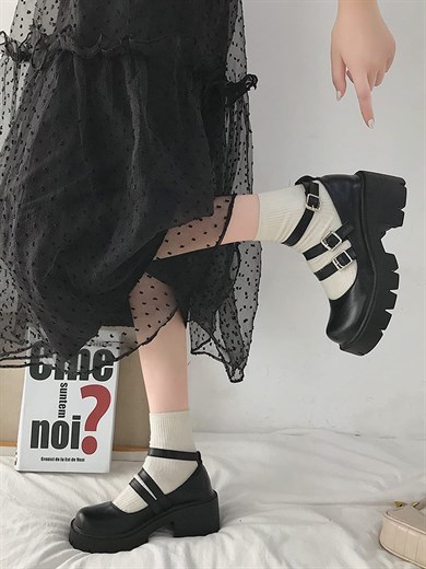3 Kemerli Japan Styles Lolita Ayakkabı