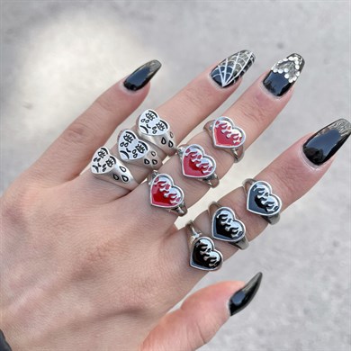 Ayarlanabilir Goth Heart Metal Yüzük Seçenekleri
