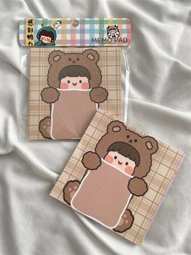 Bear Girl Memo Pad Kare Not Defteri