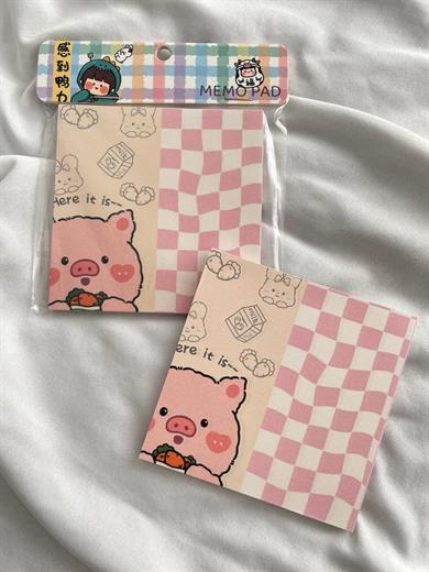 Pink Pig Memo Pad Kare Not Defteri