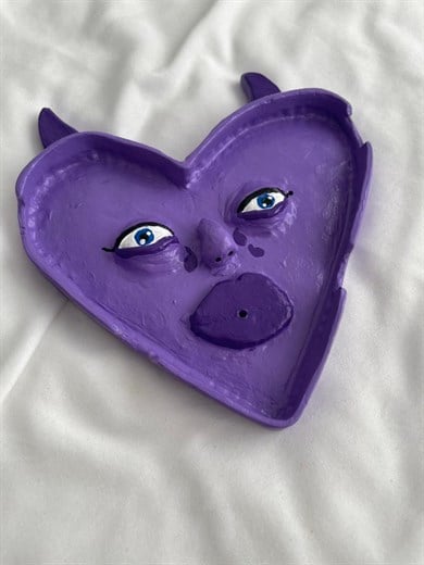 Sad Purple Heart Devil Küllük - Takı Tabağı I Handmade
