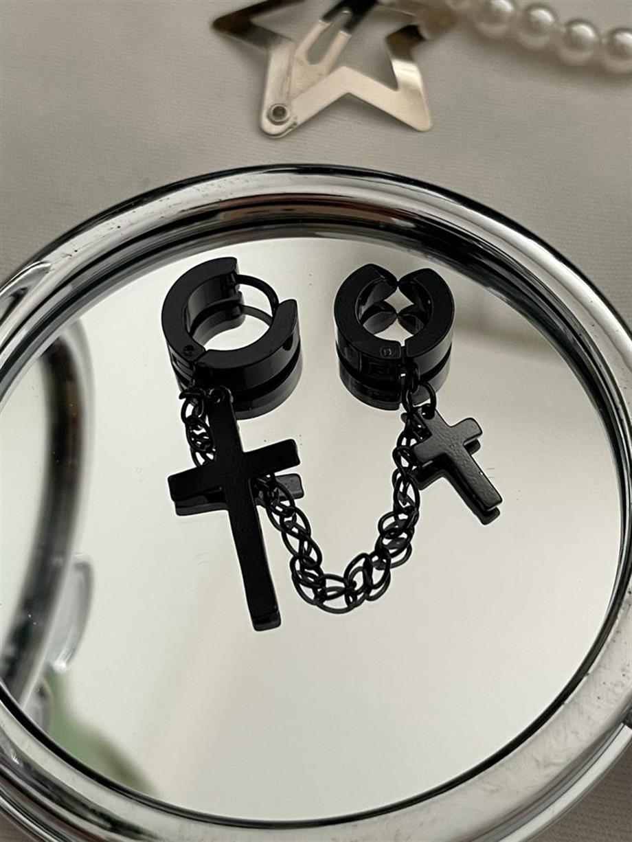 2li Haç Küpe Siyah