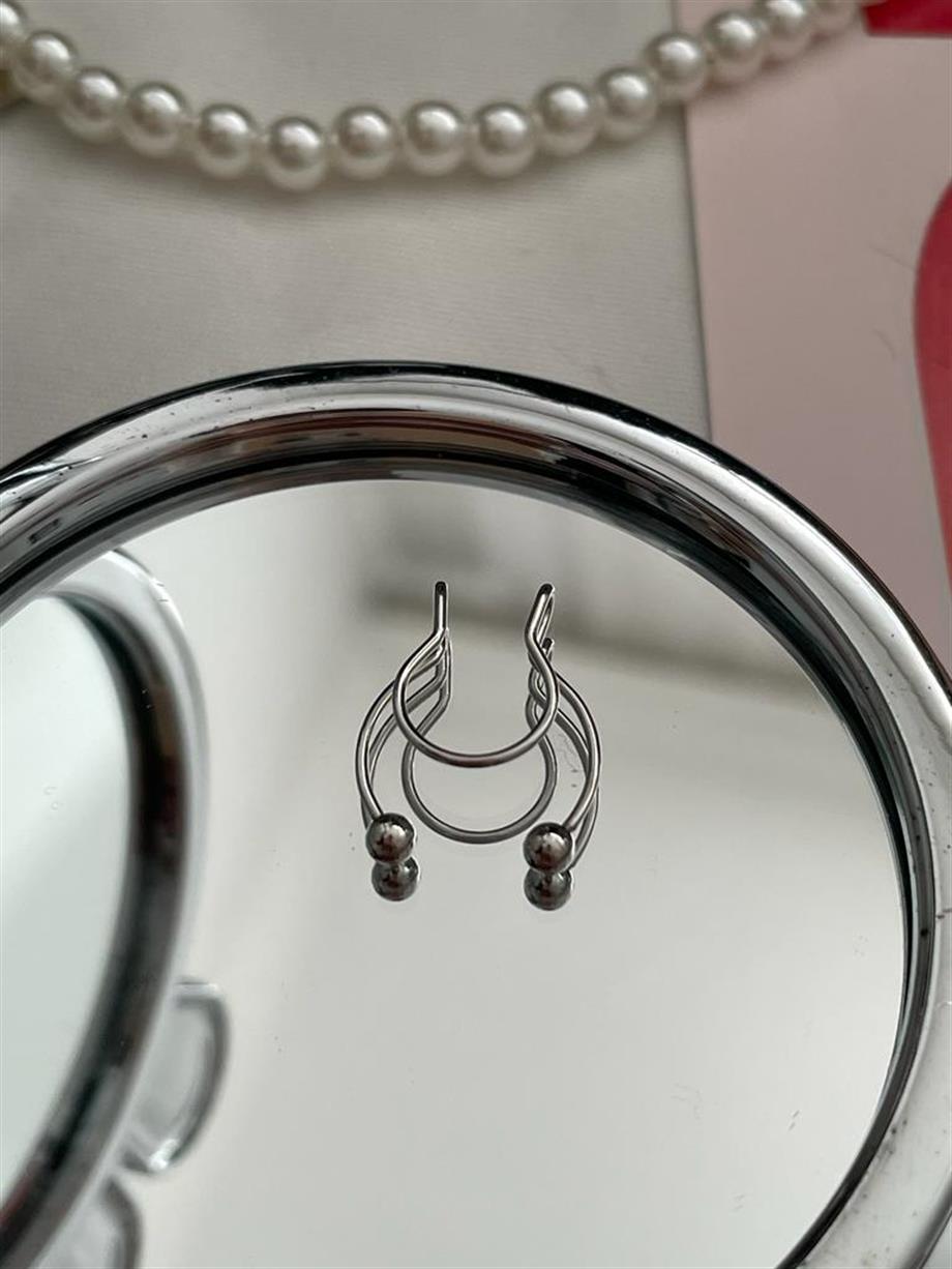 2li Halka Görünümlü Fake Septum Piercing