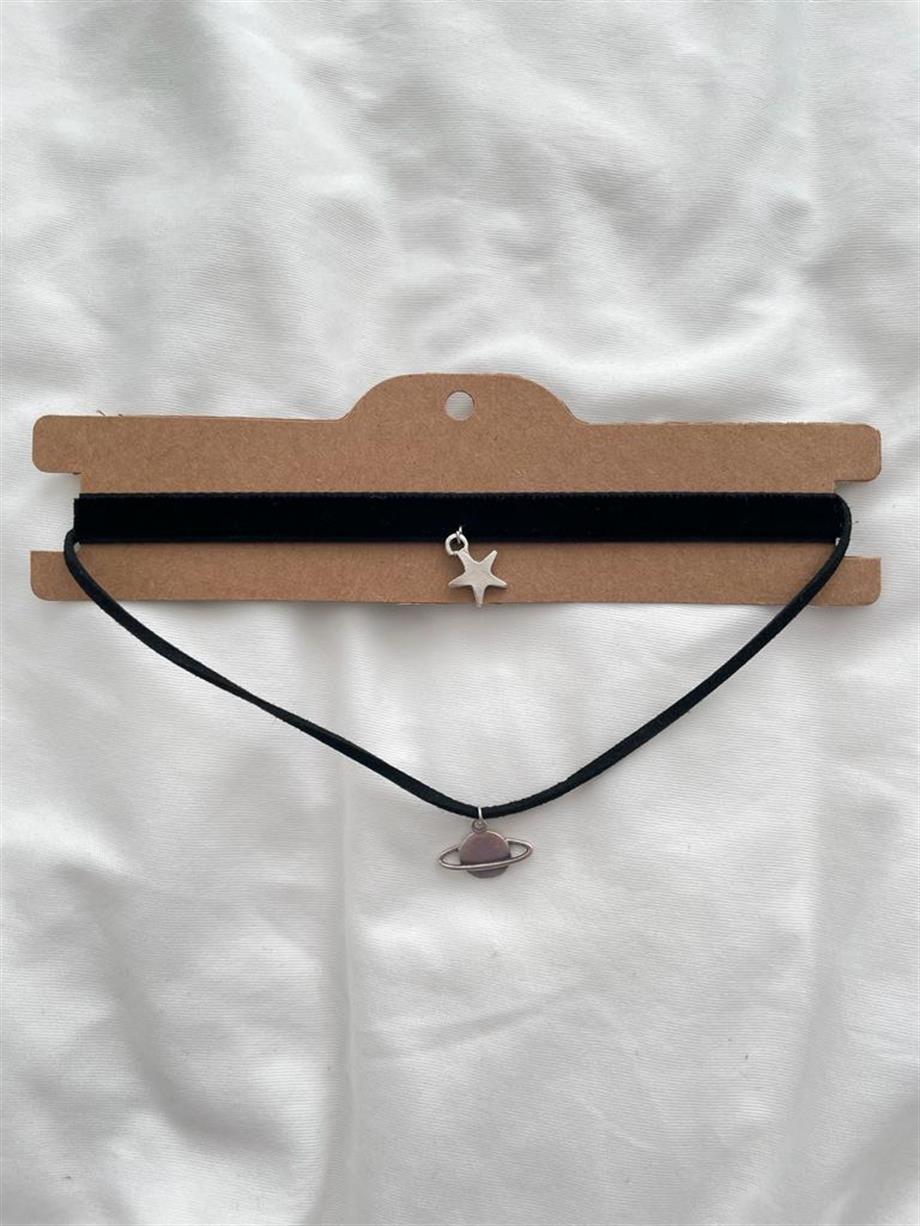 2li Yıldız Gezegen Choker Kolye