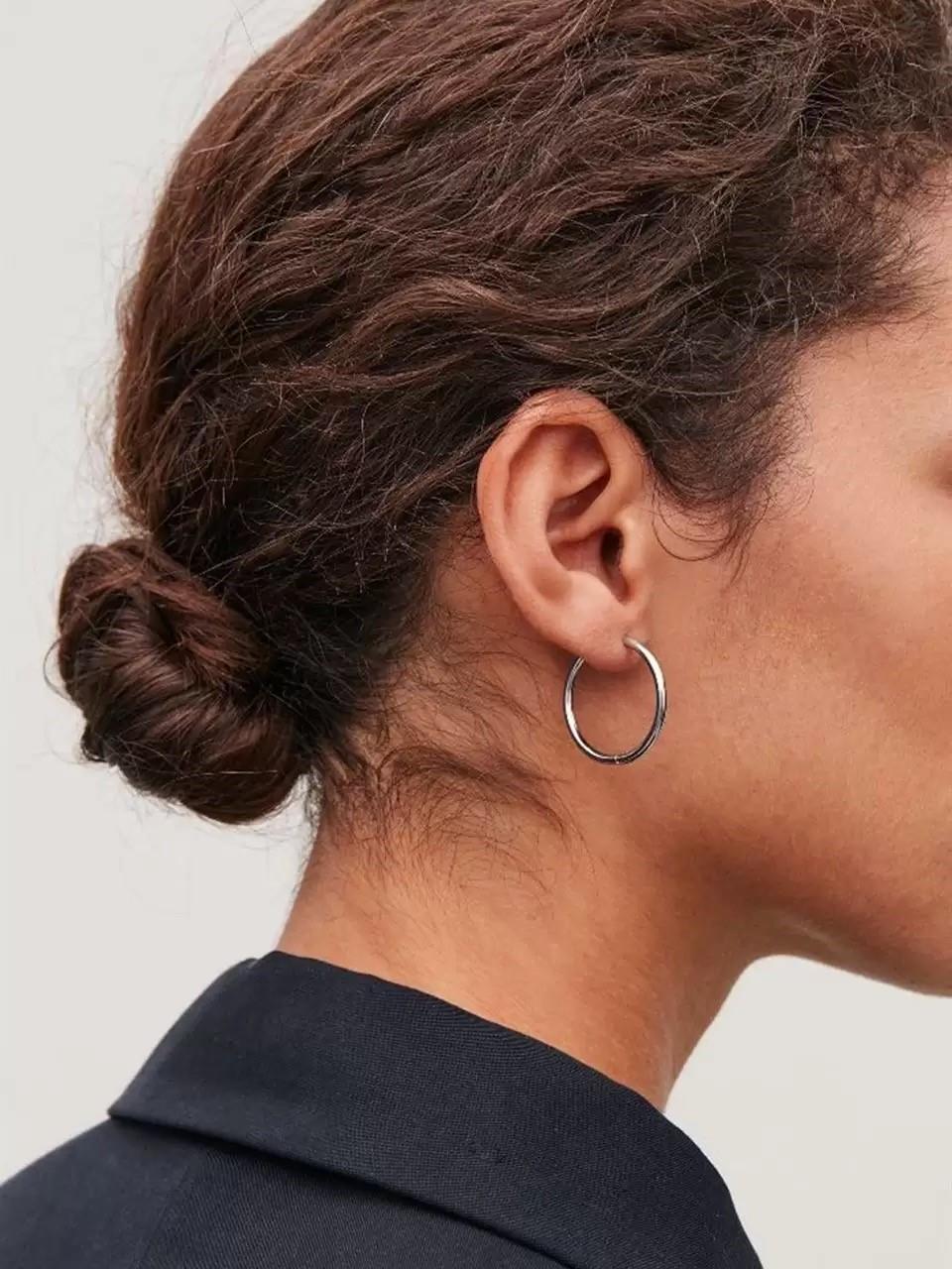 30 mm Gümüş Renk Halka Küpe Çifti