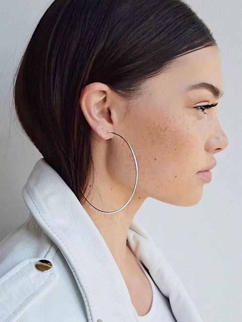 70 mm Gümüş Renk Halka Küpe Çifti