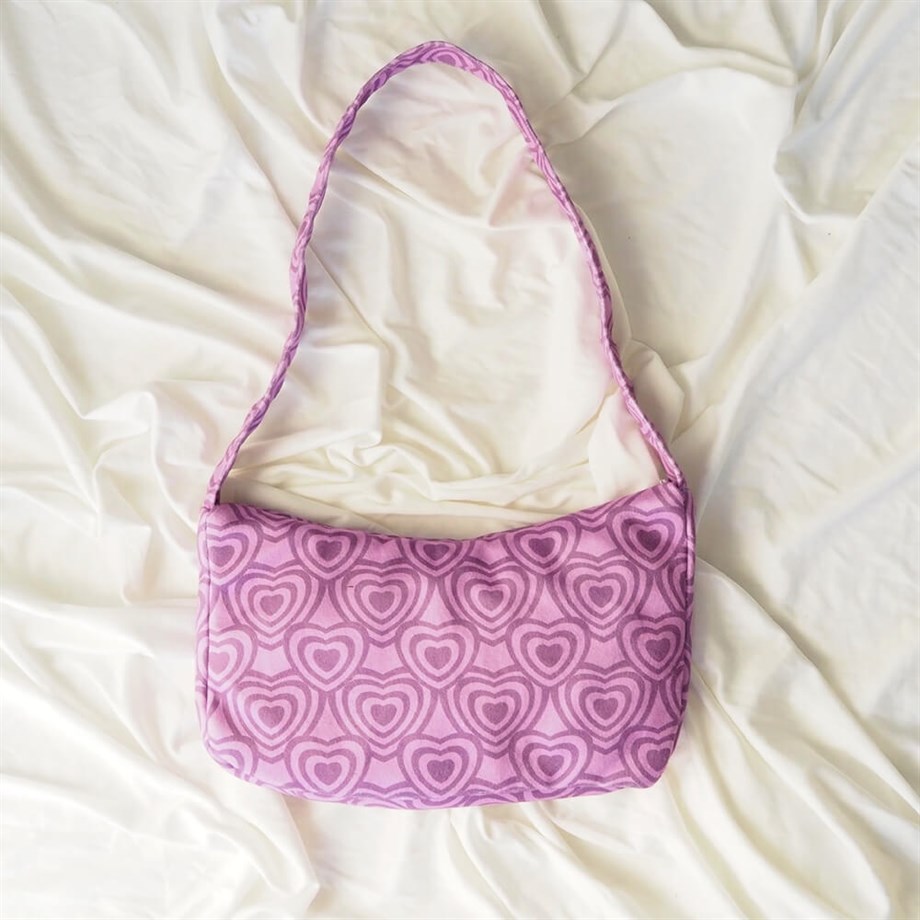Aesthetic Purple Heart Baget Çanta