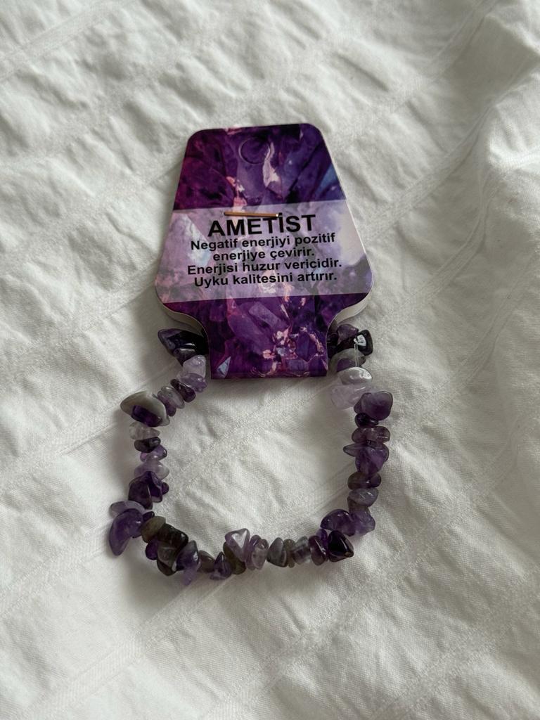 Ametist Kırık Doğaltaş Bileklik