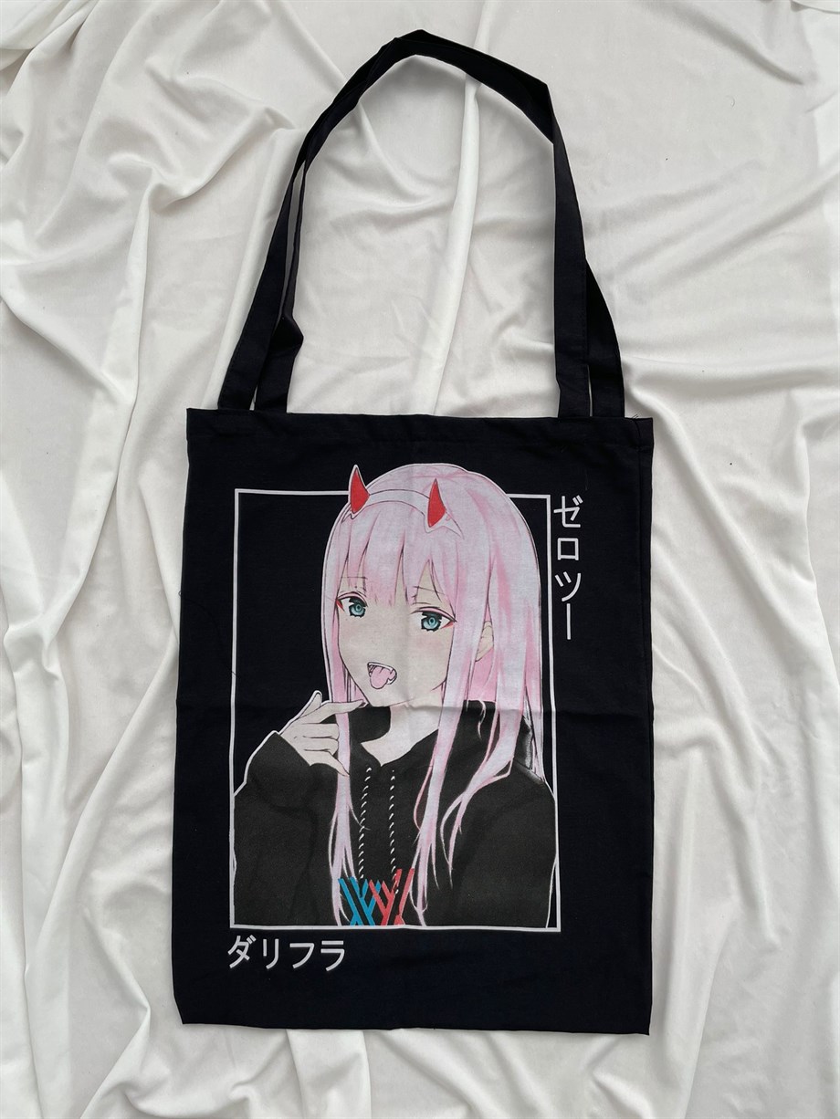 Anime Girl Siyah Bez Çanta