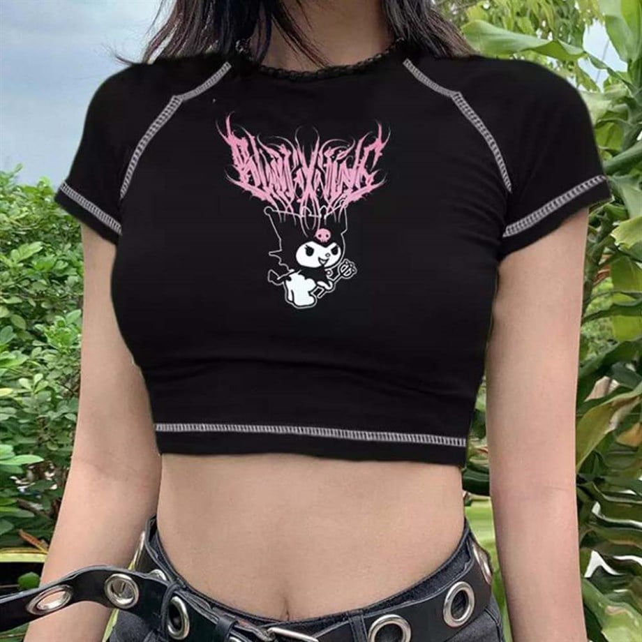 Anime Kuromi Sanrio Crop T-shirt