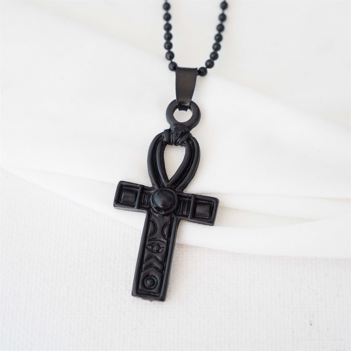 Ankh Siyah İp Kolye