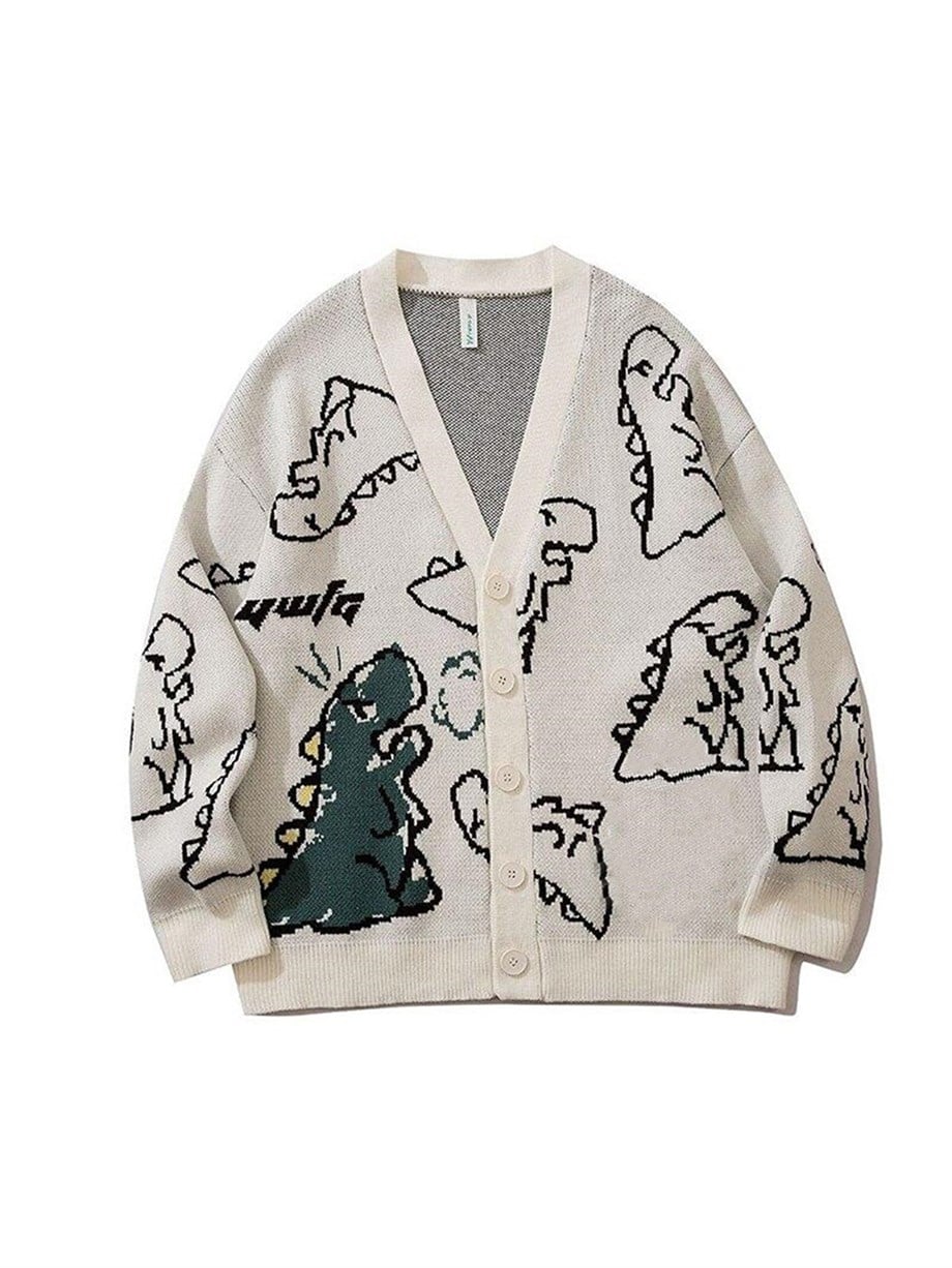Bej Dinazor Oversize Unisex Hırka