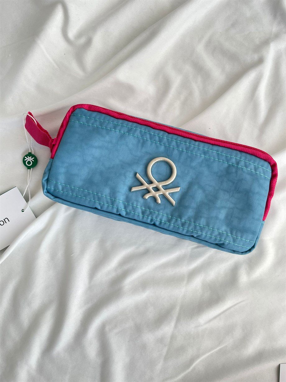 Benetton 2 Bölmeli Mavi - Pembe  Kalemlik