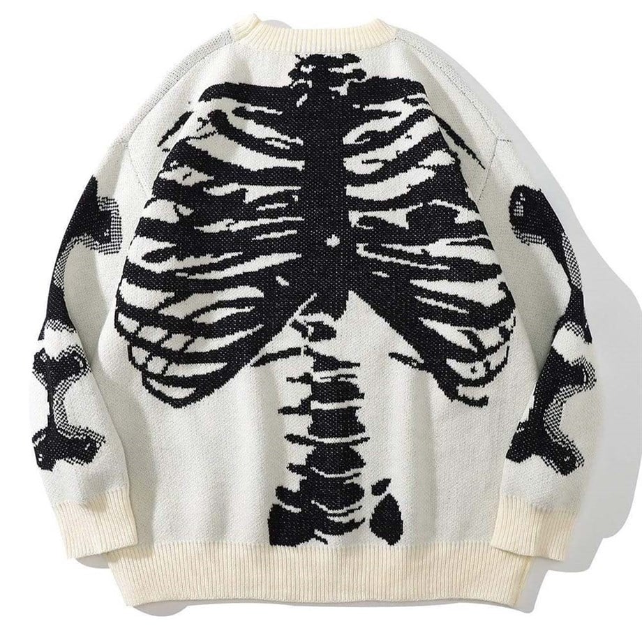 Beyaz İskelet Oversize Kazak