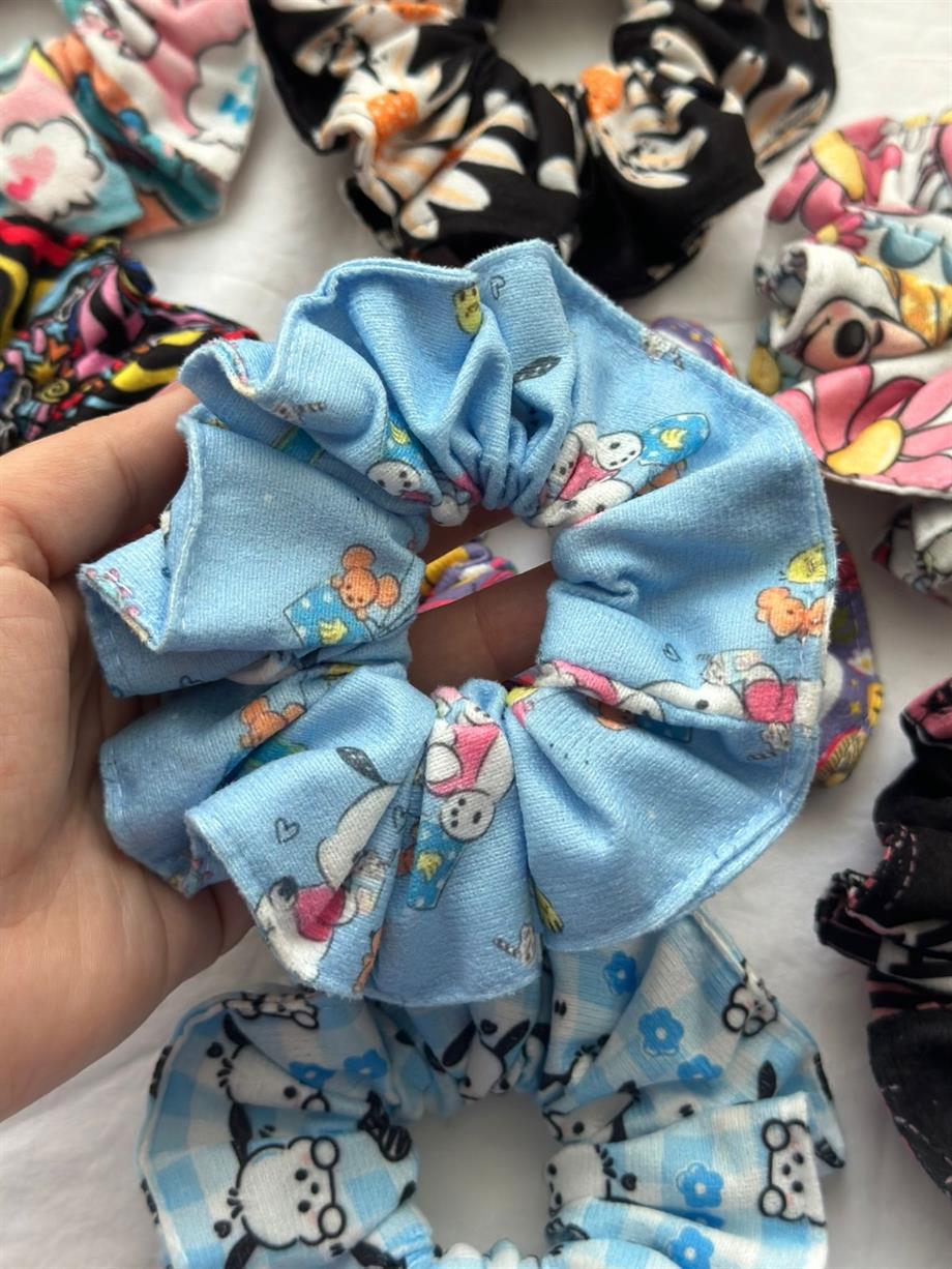 Beyaz Köpek Desenli Scrunchie Lastik Toka