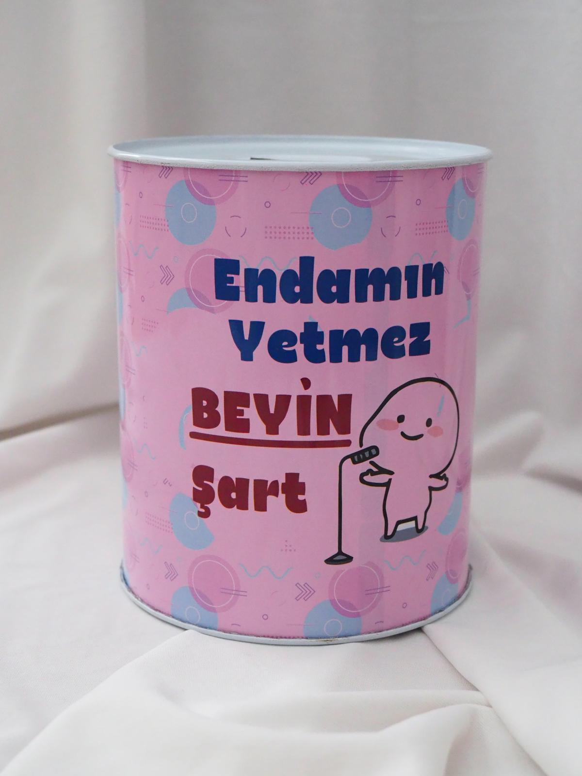 Beyin Şart Büyük Boy Teneke Kumbara