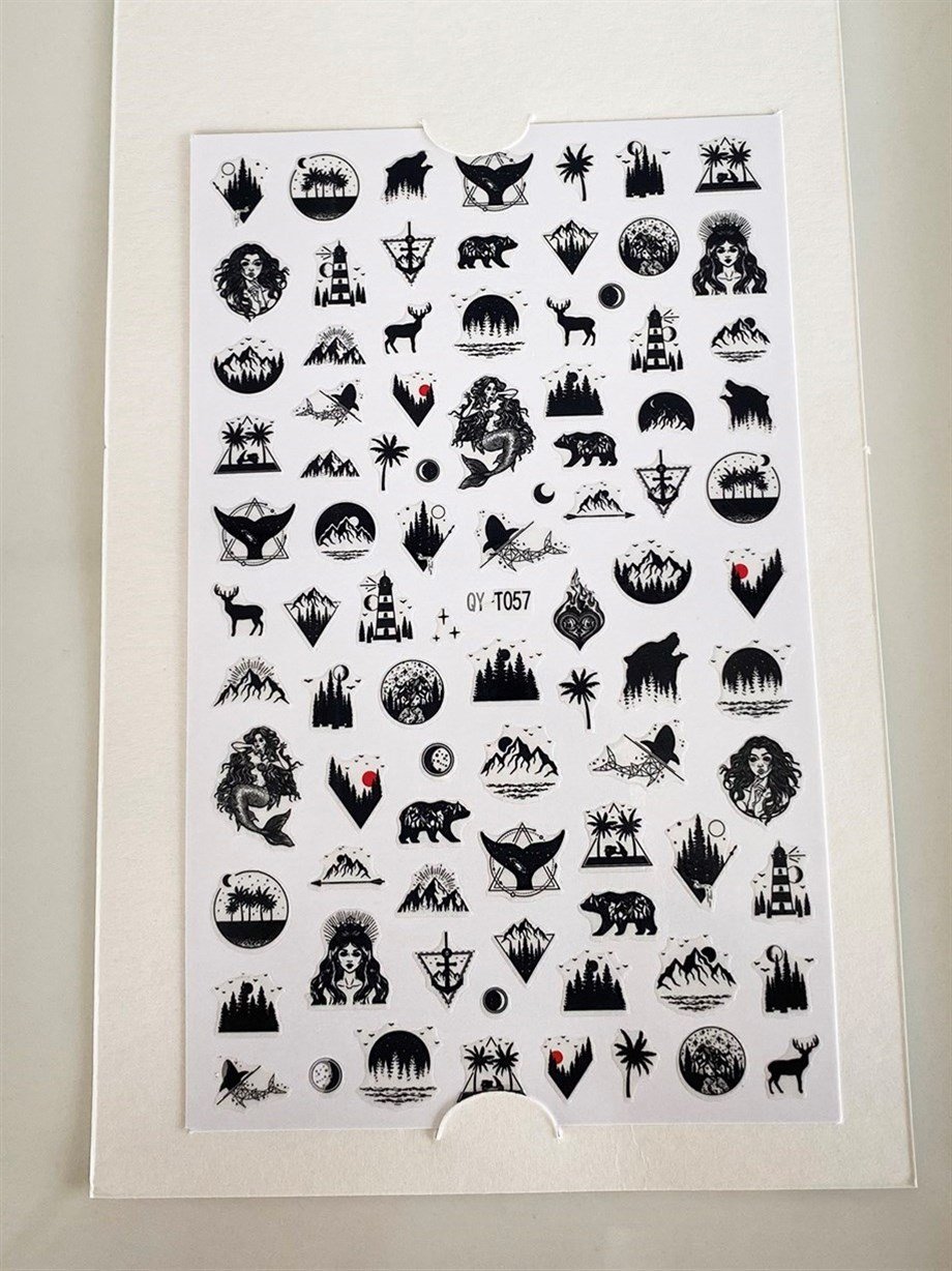 Black Art Figürlü Makyaj ve Tırnak Sticker Seti