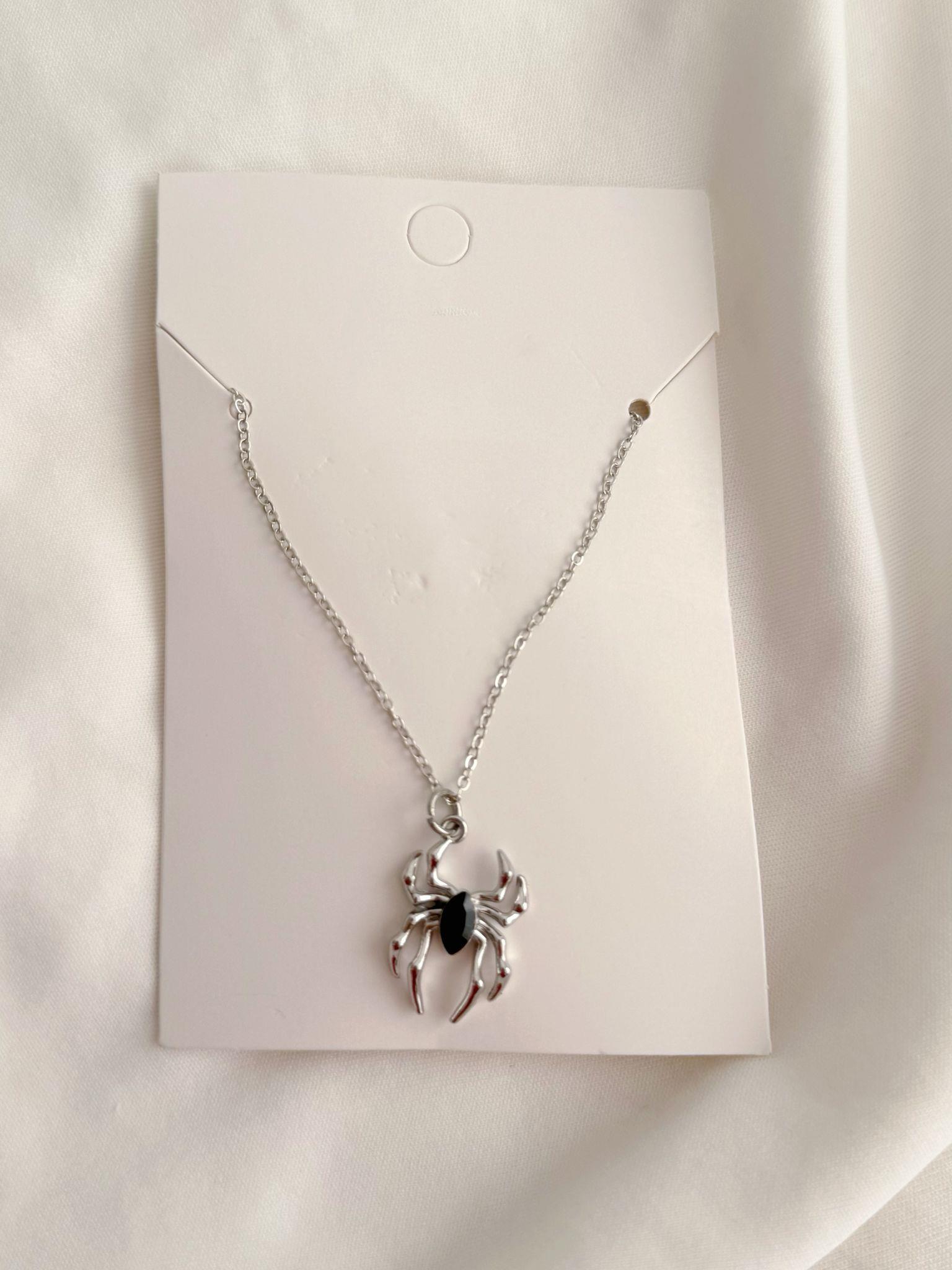 Black Dark Stone Spider Kolye